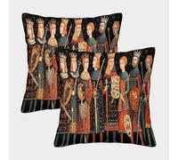 Ilustración Medieval with King and Knights in Period Costumes Funda De Almohada Impresa En 3D Decoración del Hogar Sala De Estar Sofá para Coche 45x45cm 2 Paquetes