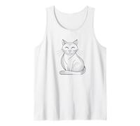 Ilustración Minimalista de líneas Simples de Gato Camiseta sin Mangas