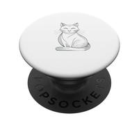 Ilustración Minimalista de líneas Simples de Gato PopSockets PopGrip Adhesivo