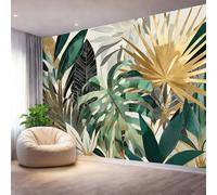Ilustración Moderna De Plantas Línea Papel Pintado Panorámico 200 x 140 cm, Vistoso 3D Papel Pintado No Tejido Grandes Murales para Salón Sala de Estar Estudio Dormitorio y Cocina Decoración