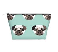 Ilustración Pug Cachorro Azul Patrón Niños, Bolsa de artículos de tocador Bolsa de Maquillaje Bolsa de cosméticos Bolsa de artículos de tocador de Viaje portátil