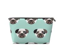 Ilustración Pug Cachorro Azul Patrón Niños, Bolsa de artículos de tocador Bolsa de Maquillaje Bolsa de cosméticos Bolsa de artículos de tocador de Viaje portátil