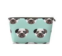 Ilustración Pug Cachorro Azul Patrón Niños, Bolsa de Maquillaje Bolsa de cosméticos Bolsa de artículos de tocador de Viaje portátil Bolsa de artículos de tocador