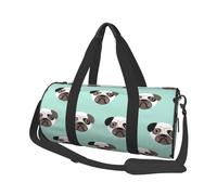 Ilustración Pug Cachorro Azul Patrón Niños, Bolsa de Viaje de Gran Capacidad, Bolso Redondo, Bolsa de Viaje Deportiva, Bolsa de Mano, Bolsa de Fitness