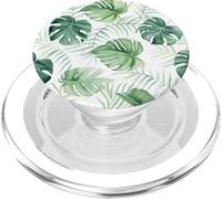 Ilustración tropical de hojas de Monstera PopSockets PopGrip para MagSafe
