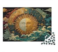 Ilustración Vintage de Sol y Luna Puzzle de 1000 Piezas para Adultos Papel Universo Místico Paisaje Nocturno Relajación Hogar Regalo 38x26cm/1000pcs