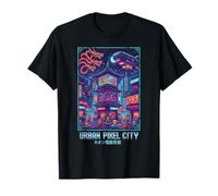 Ilustración Visual Retro Japonesa Urban Pixel City Camiseta