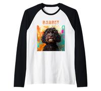 Ilustraciones de Retratos de Perros franceses Coloridos - Barbet Camiseta Manga Raglan