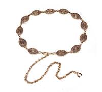 ILuvatar Cadena de cintura para mujer, vestido de cadena de metal con cadena elíptica en relieve, cadena de suéter retro dorada con cinturón punk, 115 cm