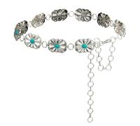 ILuvatar Cadena de cintura plateada para mujer, cinturón de vestir de cadena de metal con elemento de suéter, estilo retro plateado, turquesa punk y cinturón occidental para mujer, Plata-s63, M