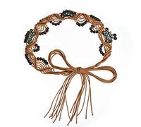 ILuvatar Cinturón ancho de metal con borla para mujer, cinturón ancho para mujer, estilo bohemio, trenzado, cintura, mariposa, decorativo, retro, cinturón, Marrón, 170 cm