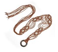 ILuvatar Cinturón anudado con borla para mujer, cinturón bohemio para mujer, estilo bohemio, con nudo cruzado, cinturón tejido a mano, cuerda de cintura anudada, Marrón, 135 cm