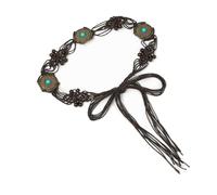 ILuvatar Cinturón anudado con borlas para mujer, tejido a mano, estilo bohemio, cintura trenzada, cinturón de cuentas de café, Café-62, 170 cm