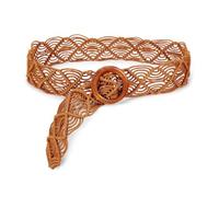 ILuvatar Cinturón anudado con borlas para mujer, tejido a mano, estilo bohemio, cinturón trenzado de cuerda para mujer, marrón (Brown-1), Large