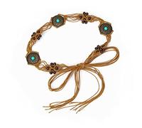 ILuvatar Cinturón de borla para mujer, cinturón ancho de metal, U11, estilo bohemio, cintura trenzada, Marrón-45, 170