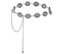 ILuvatar Cinturón de cadena de concho occidental para mujer, cinturón de vestir de cadena de metal, cinturón decorado con margaritas, cinturón de cintura de piedra delgada, 120 cm