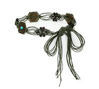 ILuvatar Cinturón de mujer con borla anudada Cinturón ancho de metal U11 Mujer Estilo Bohemio Cuerda Trenza Cintura, verde oliva, 175 cm