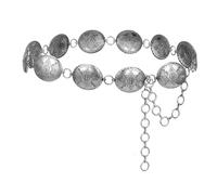ILuvatar Cinturón de vestir con cadena de metal para mujer, diseño geométrico, retro, decorado con cintura, plateado, estilo punk, cinturón ajustable, Plata-s50, 120 cm