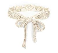 ILuvatar Cinturón trenzado de cuerda estilo bohemio para mujer U33, blanco, 170