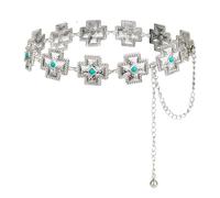 ILuvatar Cinturones metálicos occidentales para mujer: estilo vaquera ajustable, con decoración turquesa y concho. Ideal para vestidos, vaqueros. Perfecto para conciertos campestres y atuendos