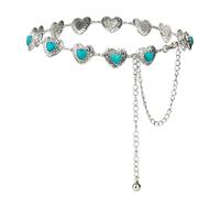 ILuvatar Cinturones metálicos occidentales para mujer: estilo vaquera ajustable, con decoración turquesa y concho. Ideal para vestidos, vaqueros. Perfecto para conciertos campestres y atuendos