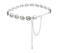 ILuvatar Luvatar - Cinturón de vestir con cadena de metal para mujer, diseño de margaritas, cinturón de cintura ajustado decorado, Plata-s70, 118CM