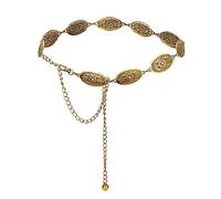 ILuvatar Vestido de cadena de metal para mujer con cadena de suéter dorado retro turquesa piedra punk cinturón concho cinturones occidentales, Dorado-u1, 118CM