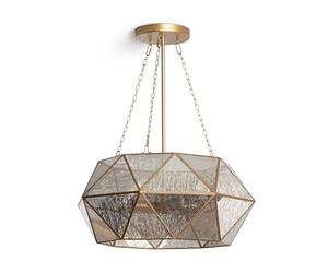 ILUZZIA Lámpara Colgante Metal y Cristal Octagon Dorado