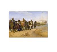 Ilya Repin-Barge Haulers on the Volga (1870-1873) Póster artístico sobre lienzo para decoración de pared, impresión fotográfica para el hogar, pósteres decorativos modernos