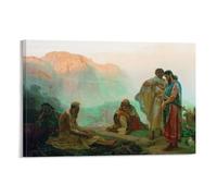 Ilya Repin-Job And His Friends - Póster de pintura para pared, lienzo para colgar, 30 x 45 cm