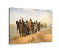 Ilya Repin - Póster de Barge Haulers on The Volga 1870 - Lienzo decorativo para dormitorio, arte de pared, oficina, habitación, decoración estética, marco de regalo, 60 x 90 cm