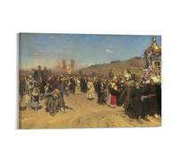 Ilya Repin-Procesión religiosa en Kursk (1880-1883) Póster de obras de arte geniales para pared, lienzo, impresiones para colgar