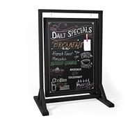 Ilyapa Pizarra rústica de doble cara oscilante para acera, marco magnético negro, tablero alternativo de menú, tabla de sándwich, letrero de mensaje