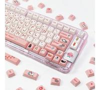 ILYCHEEGAMI PBT XDA Pink Meow Meow - Juego de teclas de dibujos animados para niñas y niños, teclado personalizado para interruptores Gateron Kailh Cherry Mx, diseño ANSI