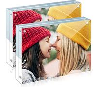 ILYXY Paquete de 2 marcos acrílicos de 8 x 10 pulgadas, 20% más grueso, 24 mm de grosor, marco de fotos transparente sin marco, marco de fotos magnético de doble cara, soporte de exhibición de