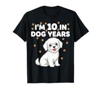 I'm 10 In Dog Years 70 Cumpleaños Bichon Frise Divertido Maltés Camiseta