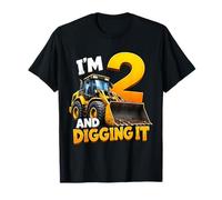 I'm 2 and Digging It Construction Bulldozer 2nd Birthday Boy Camiseta