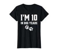 I'm 25.4 cm Dog Years Funny 70th Birthday Cool Dog Lover Camiseta gráfica económica, Mujer, Negro, XL