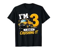 I'm 3 and Digging It Construction Bulldozer 3rd Birthday Boy Camiseta