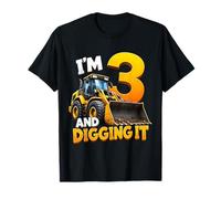 I'm 3 and Digging It Construction Bulldozer 3rd Birthday Boy Camiseta