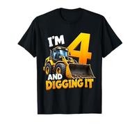 I'm 4 and Digging It Construction Bulldozer 4th Birthday Boy Camiseta