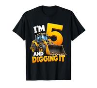 I'm 5 and Digging It Construction Bulldozer 5th Birthday Boy Camiseta
