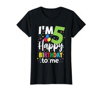 I'm 5 Happy Birthday To Me 5 años Niño de 5 años Camiseta gráfica económica, Mujer, Negro, XL