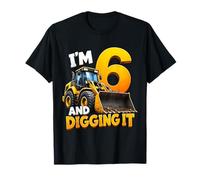 I'm 6 and Digging It Construction Bulldozer 6th Birthday Boy Camiseta