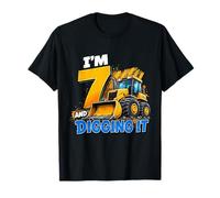 I'm 7 and Digging It Construction Bulldozer 7th Birthday Boy Camiseta