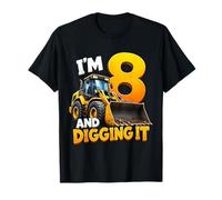 I'm 8 and Digging It Construction Bulldozer 8th Birthday Boy Camiseta