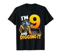 I'm 9 and Digging It Construction Bulldozer 9th Birthday Boy Camiseta