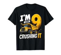 I'm 9 and Digging It Construction Bulldozer 9th Birthday Boy Camiseta