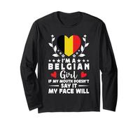 I'm a Belgian Girl Belgian Face Belgium Flag Manga Larga