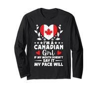 I'm a Canadian Girl Canadian Face Canada Flag Manga Larga